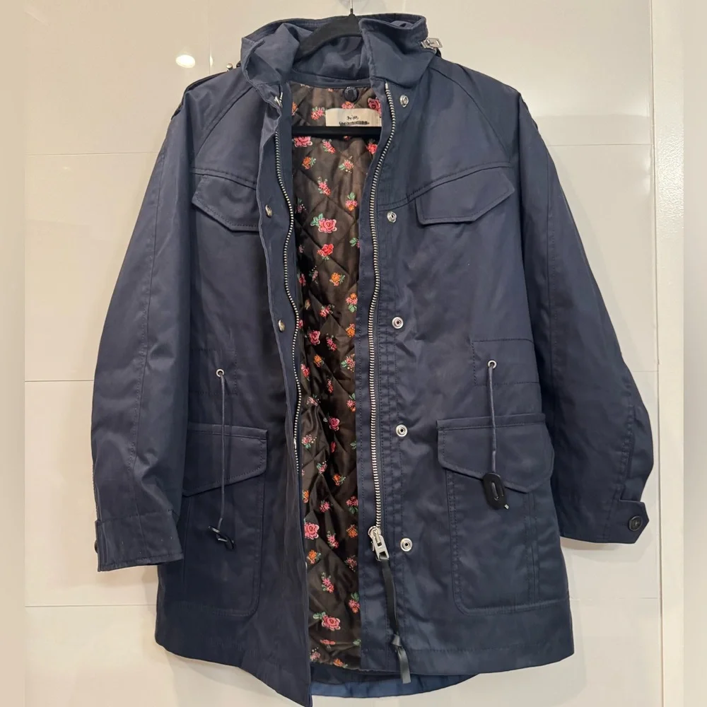 Coach Navy Utility Jacket XS Removable Liner Hooded Parka NWOT - Picture 8 of 12